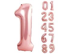 40 Inch Rose Gold Foil Number Balloons 1, XXL Large Digits for Birthday, Wedding, Anniversary, New Year Decor, Photoshoot Props