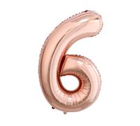 40 Inch Rose Gold Number 6 Balloon, Giant Number Balloons, Birthday Decor | Durable Tear-Resistant, Non-Toxic, Leak-Proof, Self-Sealing, Reusable, Helium Balloons, Birthday & Anniversary Decorations