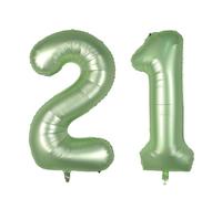 40 Inch Sage Green 21 Number Balloons,Sage Green 2 & 1 Foil Large Balloons,21 Big Digit Number Balloon for Girls Boys 21th Birthday Anniversary Decorations Graduation Party Supplies