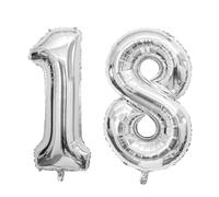 40 Inch Silver 18 Number Balloons,Silver 1 & 8 Foil Large Balloons,18 Big Digit Number Balloon for Girls Boys 18th Birthday Anniversary Decorations Graduation Party Supplies