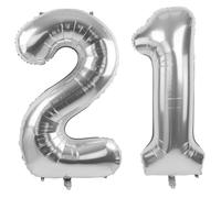 40 Inch Silver Balloons Numbers 21 Silver Balloon 21st Birthday Decoration Foil Balloon Number 21 Giant Number Balloon 21 Party Wedding Anniversary Decorations Birthday Number 21/12