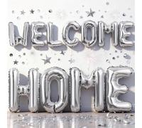 40 Inch Silver WELCOME HOME Letter Balloon for Housewarming Party Decoraction, Large Metallic Silver HOME Foil Balloon Banner, New Home Balloon Sign for Sweet Homecoming Celebration Welcome Home Decor