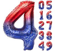 40 Inch Spider Web Number 4 Balloon Giant Spider Theme Helium Foil Balloon For Boys Girls Spider Web Design Theme Birthday Party Wedding Anniversary Baby Shower Decoration Supplies 4