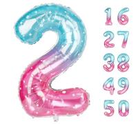 40 Inch Starry Balloon Number 2 Giant Two Balloons Number Birthday Decorations, 2nd 12 20 21st Party Celebration Decorations Digital Balloon Wedding Anniversary Party Supplies