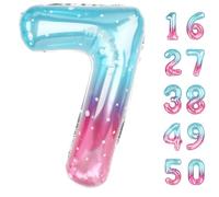 40 Inch Starry Balloon Number 7 First Birthday Jumbo Mylar Foil Helium Balloon for 17 27 37 Birthday Digital for 70th Party Wedding Anniversary Party Decorations