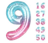 40 Inch Starry Balloon Number 9,Jumbo Mylar Foil Helium Balloon for 9 19th 29th 39th 90th 99th Digital Balloons for Birthday Party,Wedding Anniversary Party Decorations