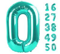 40 Inch Teal Balloon Number 0 Balloons,Jumbo Mylar Foil Helium Balloon for 10 20 30 40 50 60 70 80 90 100 2025 Birthday Digital Balloons for Birthday Party,Wedding Anniversary Party Decorations
