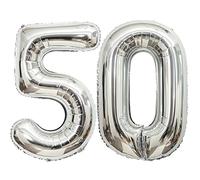 40 Inches Giant Number 50 Balloon Silver Helium Balloons for Men Women 50th Birthday Party Wedding Graduation Decoration