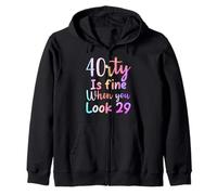 40 is fine when you look 29 funny 40th Birthday tie dye Zip Hoodie