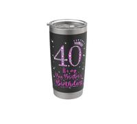 40 It's My Big Brother's Birthday Pink Crown 40 Years Old Stainless Steel Insulated Tumbler
