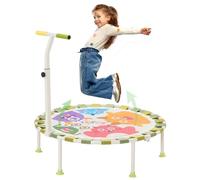 40'' Kid Trampoline Foldable Trampoline Noise-Free Jumping with Anti-slip Mat and Safety Adjustable Handrail Fitness Exercise Bungee Rebounder Happy Jumping Indoor & Outdoor Use for Boys Girls 3+