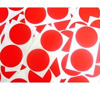 40 Labels, 50mm Diameter Round, Red, Plastic/Vinyl Colour Code Stickers, Self-Adhesive Sticky Dots