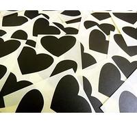 40 Labels, 50x37mm Hearts, Black, Colour Code Stickers, Self-Adhesive Sticky Coloured Hearts