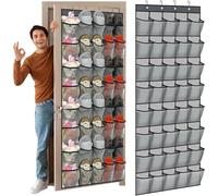 40 Large Over the Door Hanging Shoe Organizer Gray Mesh Pockets Shoe Rack for Closet Behind Door Hanger Storage Holder Nonslip for Cruise Essentials, Dorm Room Storage, Utility Room (Grey, 40 pockets)
