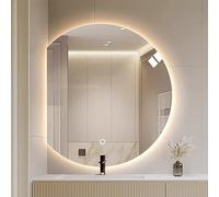 40" LED Anti-Fog Bathroom Mirror 3-Color Dimmable, Backlit Frameless Vanity Wall Mirror, Smart Half Moon Makeup Mirror, Modern Decorative Mirror, Left/Right Cut (Color : Left cut, Size : 100