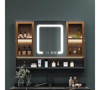 40" LED Bathroom Mirror Cabinet with Anti Fog Smart Defogging Rectangular Wall Mount Recessed/Surface Install Medicine Cabinet with Shelf Modern Vanity Lighting