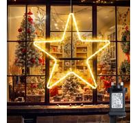 40 LED Christmas Star Lights Outdoor Hanging Window Lights with Timer | Large Christmas Star Window Lights, Waterproof Star Lights Mains Powered for Christmas New Year Holiday Party Decor
