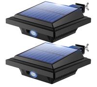 40 LED Motion Sensor Solar Lights Outdoor, IP65 Waterproof Level, Wide Angle Illumination, 120° PIR Motion Detector, Black Warm Gutter Lights with Rechargeable Battery for Garden,Fence,Wall(2 PCS)