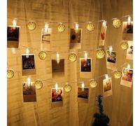 40 LED Photo Clip String Lights,4M/13.1Ft Rattan Ball Photo Clip Fairy Lights,Battery Powered Hanging String Photo Display for Indoor/Bedroom/Wedding/Party (Warm White Mood Lights)