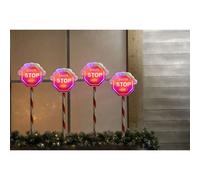 40 LED Santa Stop Here Set Of 4 Outdoor Pathfinder Stake Light Red & White 4 x 58cm