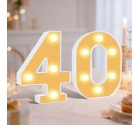 40 Light up Numbers, Warm LED Number Lights, Numbers Sign for 40th Birthday Decorations Wedding Anniversary Grad Home Bedroom (40th)