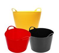 40 Litre Strong Robust Black Yellow or Red Coloured Flexible Tubs | For Multi Purpose Storage Container Garden Bucket