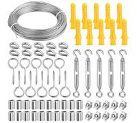 40 m 2 mm Wire Rope, Penbinmall 304 Stainless Steel Wire Rope Tension Wire, Steel Cable Coated, with Eyelets Rope Tension Set, for Climbing Plants, Climbing Plants, Clothes Line, Curtain Rope, Lights