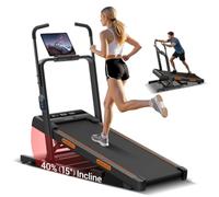 40% Manual Incline Walking Pad, 10 km/h Foldable Treadmill for Home, 159 kg | Alloy steel frame, 3.0 HP brushless motor, 98 x 39 cm belt and tall handrails for home walking, incline training and running