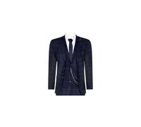 (40) Mens 3 Piece Wool Suit Navy Blue Tweed Check Peaky Blinders 1920 Gatsby Formal