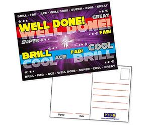 40 Metallic Well Done School Postcards Home A6 Primary Teaching Services