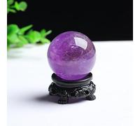 40 mm Amethyst Crystal Ball, Home Decoration Fengshui Divination Sphere with Wood Stand,B,40mm