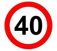 40 mph kmph speed limit road sign - Self adhesive sticker (200mm x 200mm)