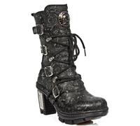 (40) NEOTR005-S25 Floral Black Rock Punk Ladies Boots