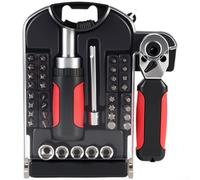 40 or 45 Piece Socket Wrench Set with Multiple Screwdriver Bits Adjustable Wrench for Mechanics and DIY Repairs (40PCS)