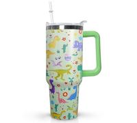 40 oz Dinosaur Tumbler with Lid and Straw, Stainless Steel Cup, Coffee Travel Mug, Gifts for Girls & Women