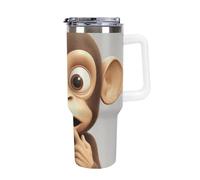 40 Oz Insulated Water Bottle with Handle, The Silent Monkey Printed Double Wall Travel Reusable Thermos, Leak-Proof Cup, Keeps Water Hot Or Cold