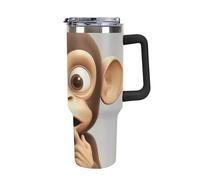 40 Oz Insulated Water Bottle with Handle, The Silent Monkey Printed Double Wall Travel Reusable Thermos, Leak-Proof Cup, Keeps Water Hot Or Cold