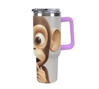 40 Oz Insulated Water Bottle with Handle, The Silent Monkey Printed Double Wall Travel Reusable Thermos, Leak-Proof Cup, Keeps Water Hot Or Cold