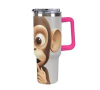 40 Oz Insulated Water Bottle with Handle, The Silent Monkey Printed Double Wall Travel Reusable Thermos, Leak-Proof Cup, Keeps Water Hot Or Cold