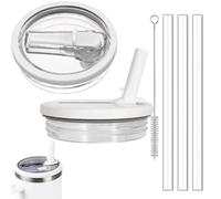 40 Oz Leak Proof Lids for Stanley Cup, Tumbler Flip Straw Lid Replacement, Spill Proof and Splash Resistant Stanley Cup Accessories, with 3 Straws and 1 Cleaning Brush