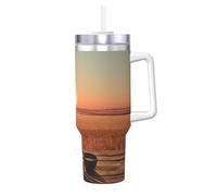 40 OZ Misty Leaves Water Cup with Handle for Outdoor Fitness and Commuting for Most Car Cup Holders