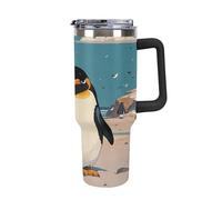 40 Oz Stainless Steel Insulated Water Bottle Emperor Penguin Academy Print Flip Straw Travel Coffee Mug Leak-Proof Car Cup with Lid and Straw