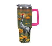 40 Oz Stainless Steel Insulated Water Bottle Flaming Lily Print Flip Straw Travel Coffee Mug Leak-Proof Car Cup with Lid and Straw