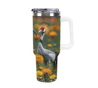 40 Oz Stainless Steel Insulated Water Bottle Flaming Lily Print Flip Straw Travel Coffee Mug Leak-Proof Car Cup with Lid and Straw