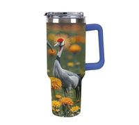 40 Oz Stainless Steel Insulated Water Bottle Flaming Lily Print Flip Straw Travel Coffee Mug Leak-Proof Car Cup with Lid and Straw