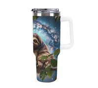 40 Oz Stainless Steel Insulated Water Bottle Funny Animal Galaxy Sloth Print Flip Straw Travel Coffee Mug Leak-Proof Car Cup with Lid and Straw