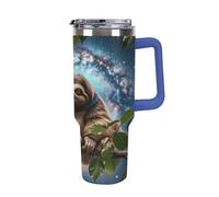 40 Oz Stainless Steel Insulated Water Bottle Funny Animal Galaxy Sloth Print Flip Straw Travel Coffee Mug Leak-Proof Car Cup with Lid and Straw