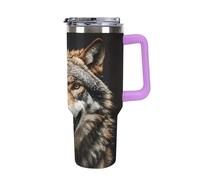 40 Oz Stainless Steel Insulated Water Bottle Hungry Like A Wolf Print Flip Straw Travel Coffee Mug Leak-Proof Car Cup with Lid and Straw