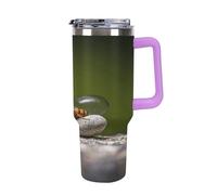 40 Oz Stainless Steel Insulated Water Bottle Rocks and Bugs Print Flip Straw Travel Coffee Mug Leak-Proof Car Cup with Lid and Straw