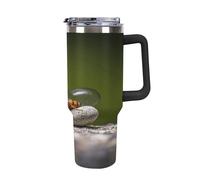 40 Oz Stainless Steel Insulated Water Bottle Rocks and Bugs Print Flip Straw Travel Coffee Mug Leak-Proof Car Cup with Lid and Straw